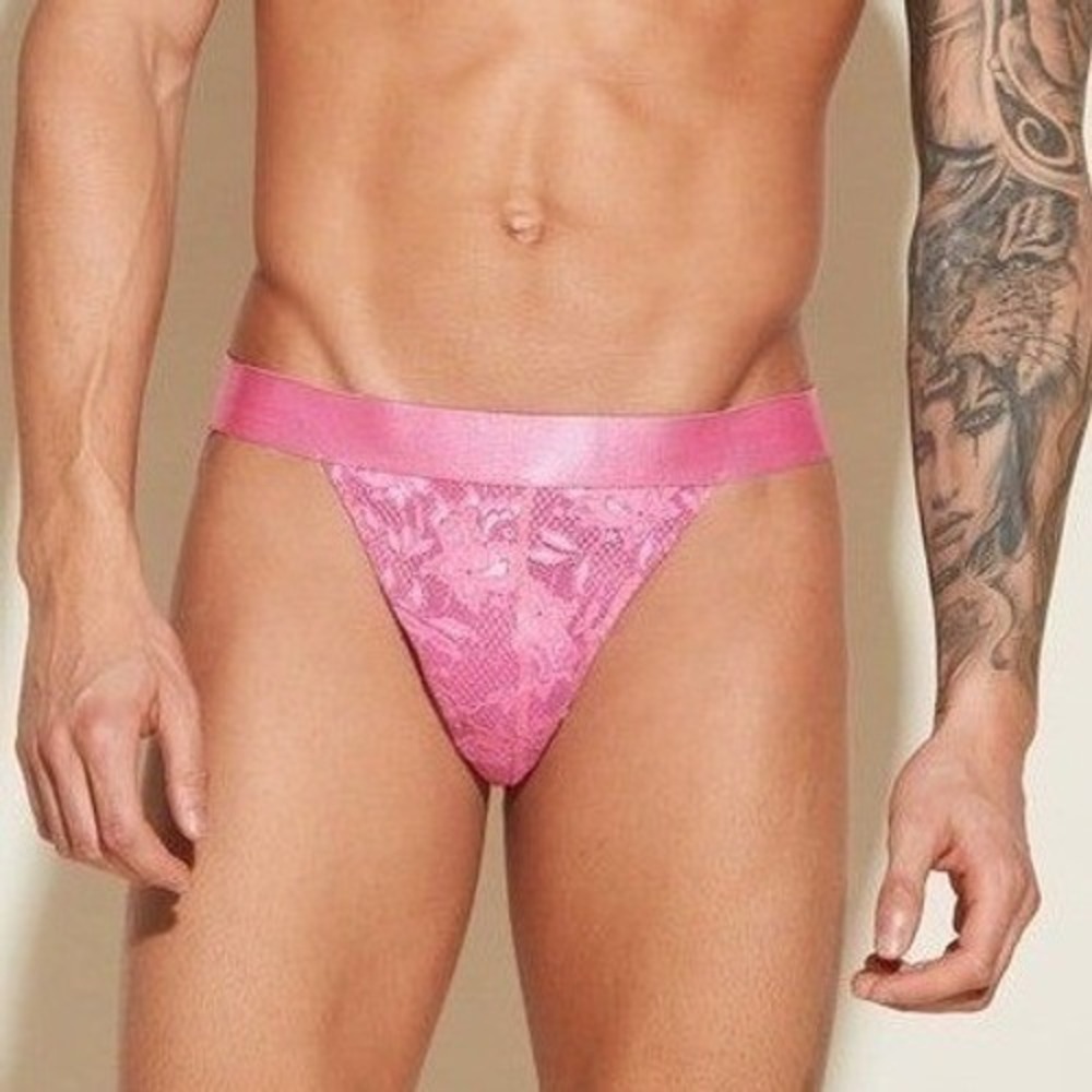 Cosabella Never Say Never Men's Lace Brief Hot Pink Floral Low Rise Underwear